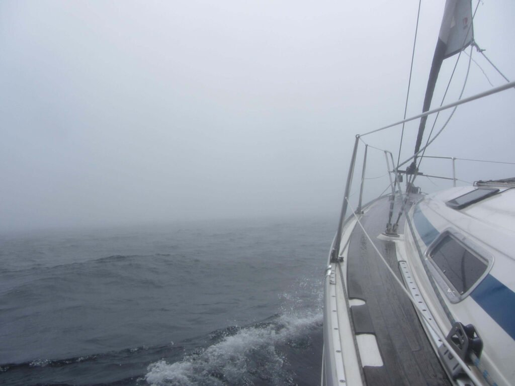 Crossing Bay of Biscay by sailboat 8 Bavaria 31 crossing Bay of Biscay in fog
