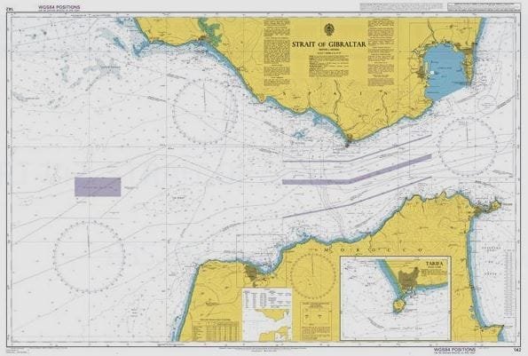 Sailing in Gibraltar - How to cross the Strait of Gibraltar? 6 Crossing Gibraltar - Admiralty Chart 142