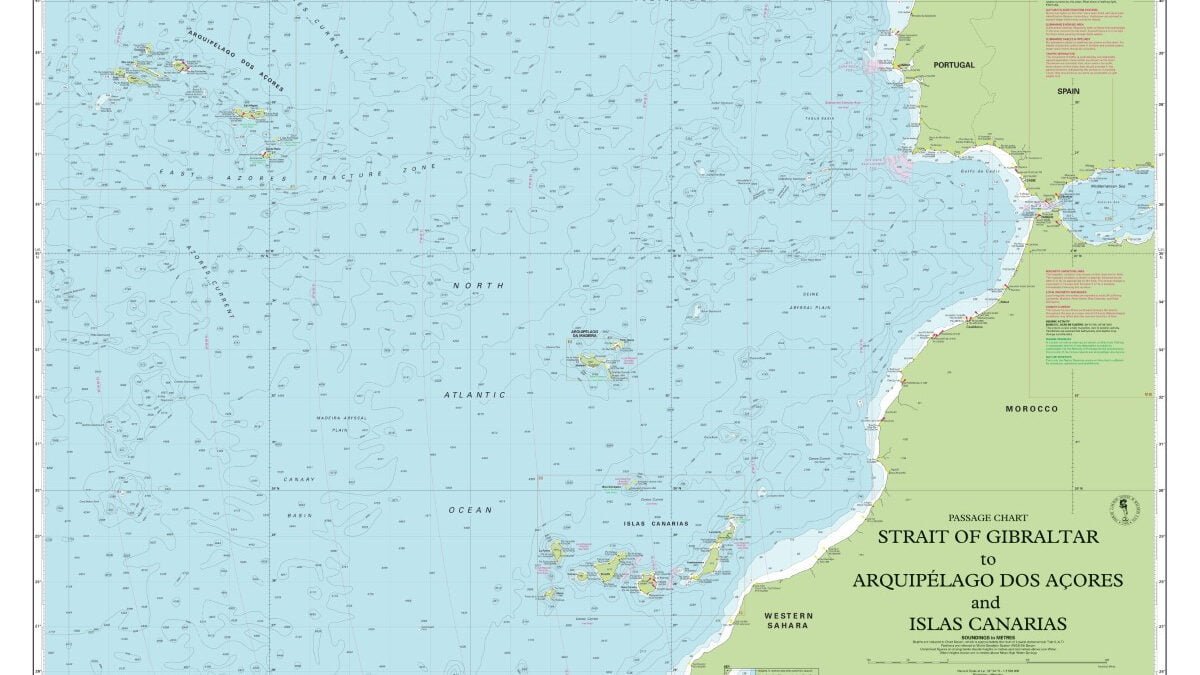 Sailing in Gibraltar - How to cross the Strait of Gibraltar? 5 Imray Nautical Chart - Imray-C20 Strait of Gibraltar to Archipélago dos Açores and Islas Canarias