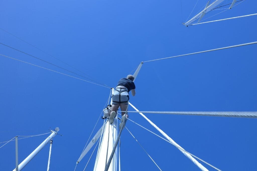 checking sailboat rigging checking sailboat rigging