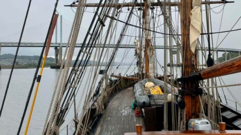 Miles building 2 tall ship PHOENIX during skipper delivery in UK