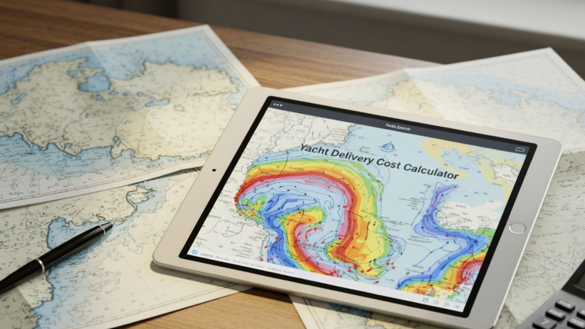 Professional Yacht Delivery Services 5 Yacht delivery cost calculator on a tablet screen