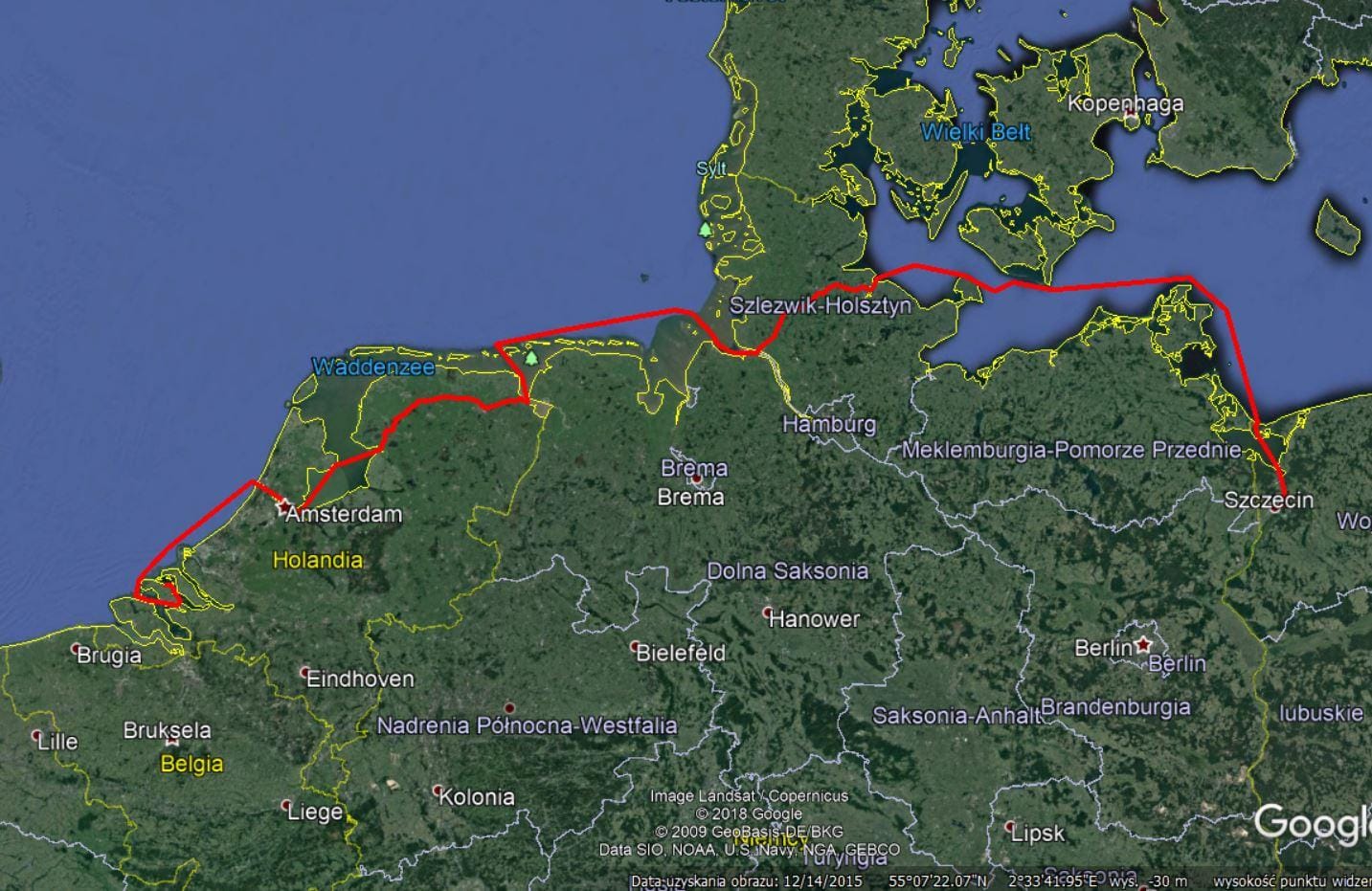 Route map of the Carter 33 delivery from Brouwershaven to Szczecin, 701 NM Route map of the Carter 33 delivery from Brouwershaven to Szczecin, 701 NM