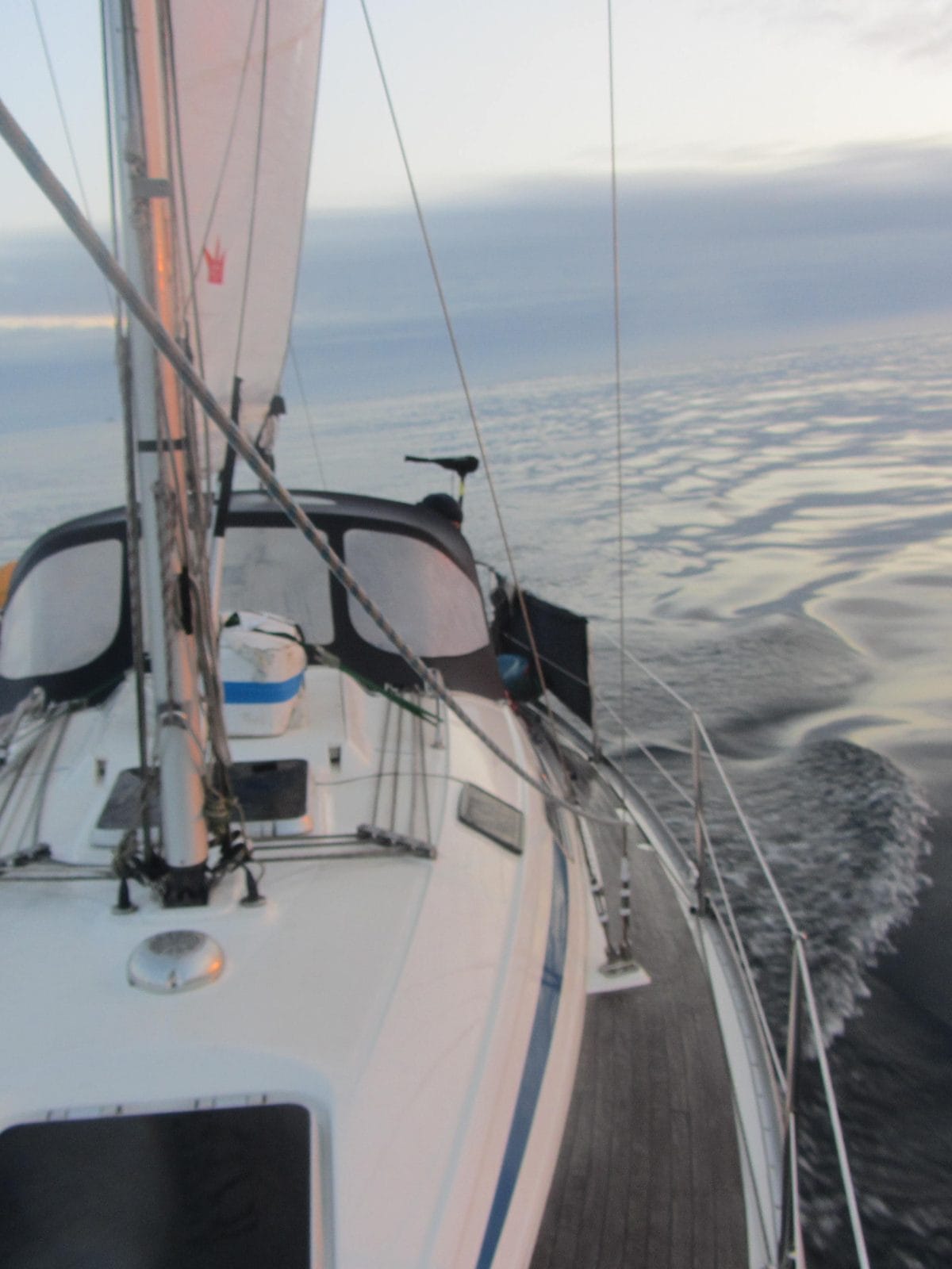 Bavaria 31 under sail on the Atlantic during the yacht delivery from Cardiff to Palma